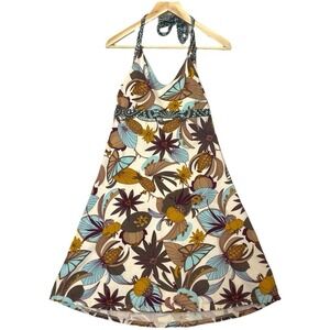 Patagonia Iliana Halter Dress M Brown Tropical Beach Resortwear Athleisure Fall